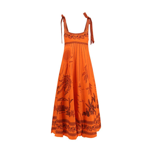 Orange Linen Casual Dress
