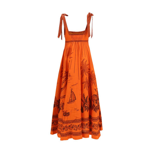 Orange Linen Casual Dress