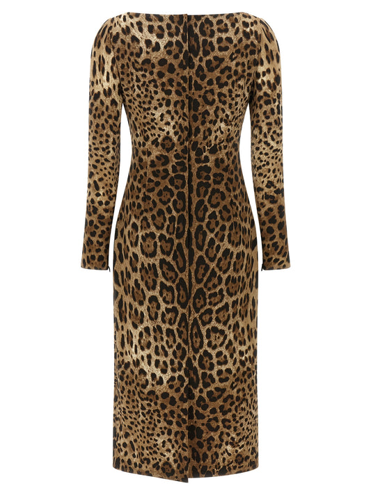 Brown Viscose Midi Dress