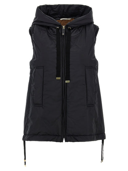 Black Polyester Sleeveless Jacket
