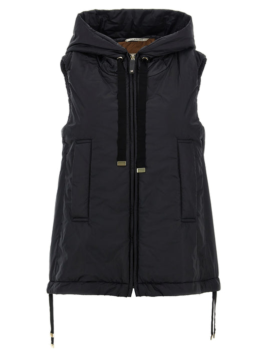 Black Polyester Sleeveless Jacket
