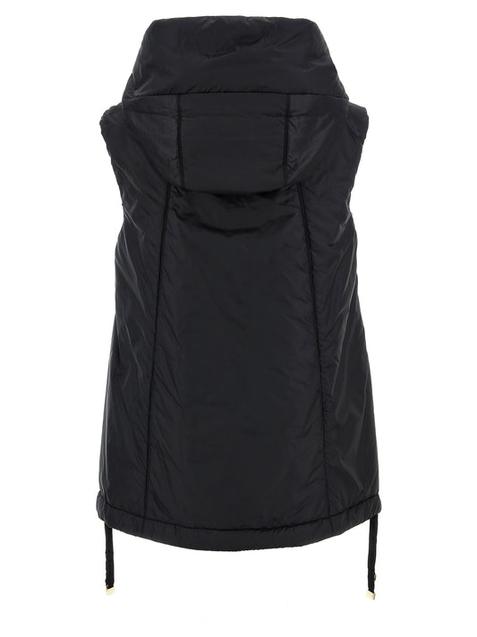 Black Polyester Sleeveless Jacket