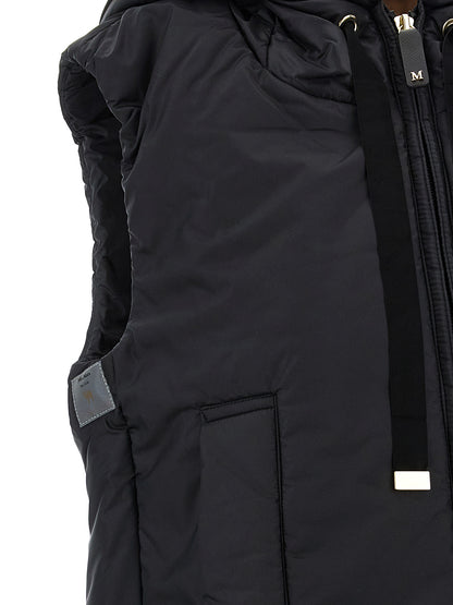 Black Polyester Sleeveless Jacket
