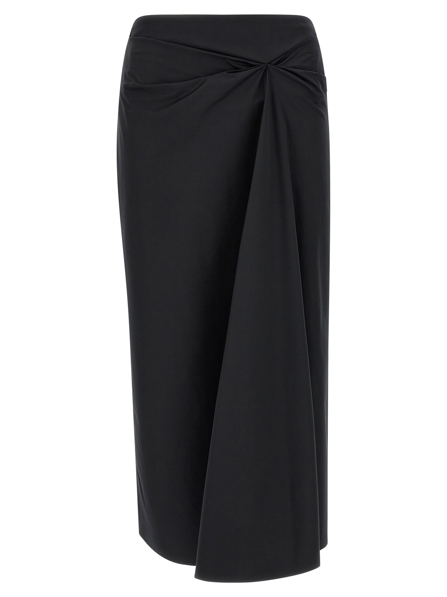 Black Cotton Midi Skirt