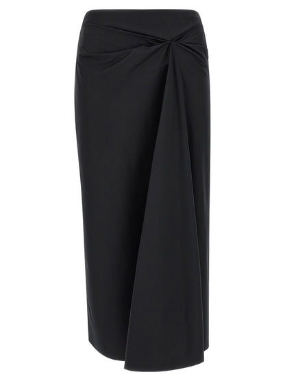 Black Cotton Midi Skirt