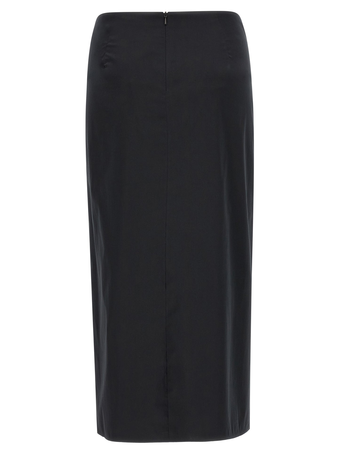 Black Cotton Midi Skirt