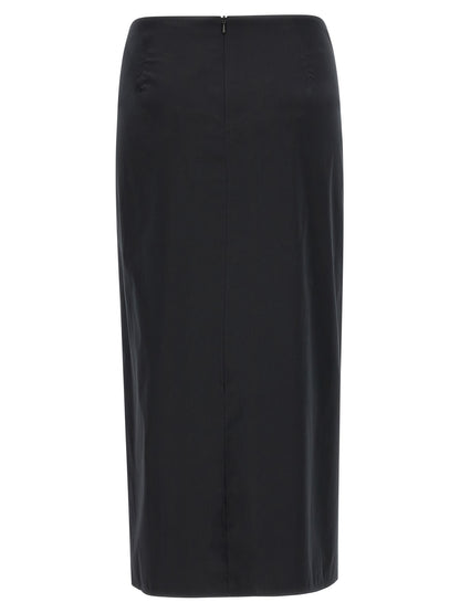 Black Cotton Midi Skirt