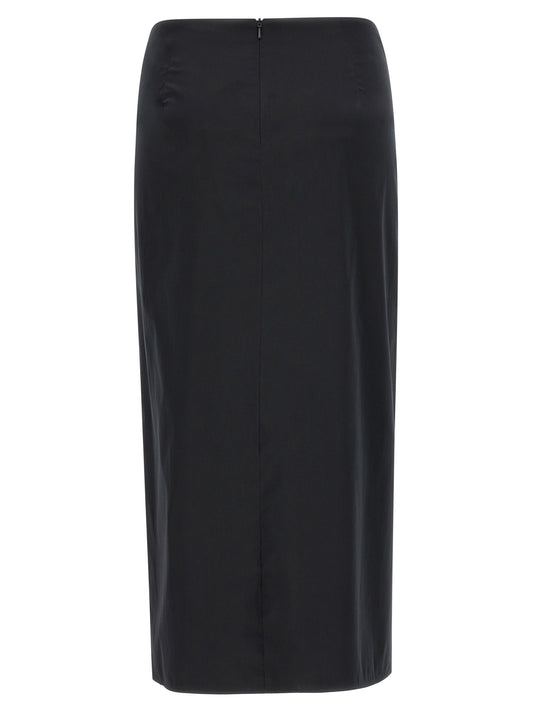 Black Cotton Midi Skirt