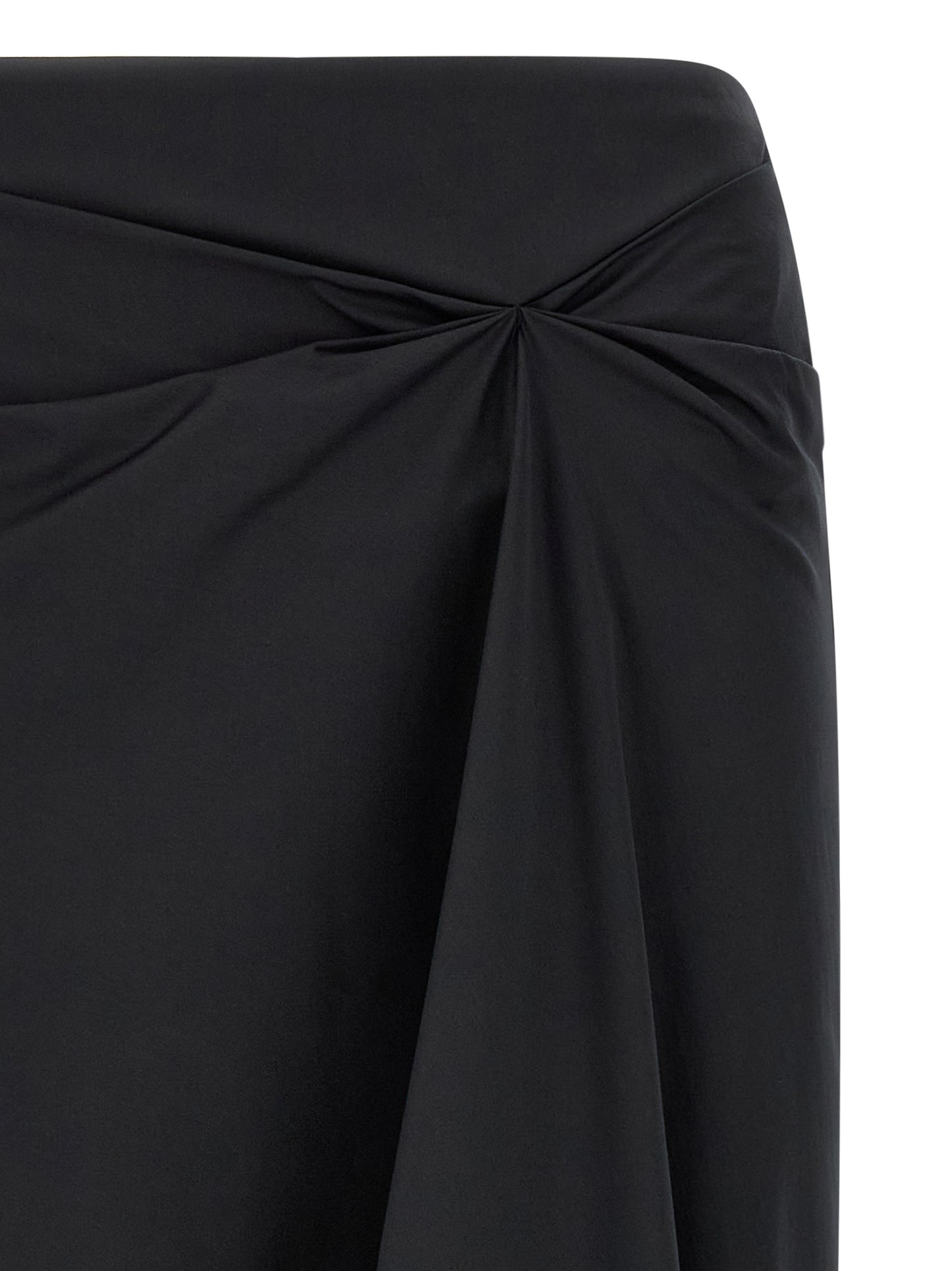 Black Cotton Midi Skirt