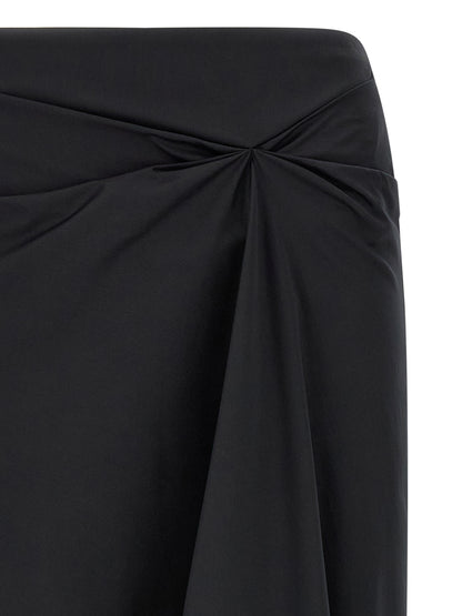 Black Cotton Midi Skirt