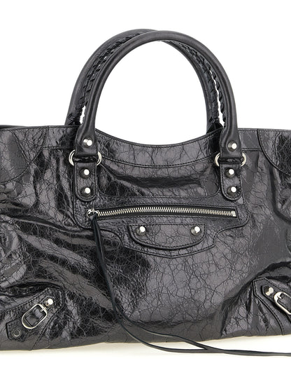 Silver Lamb Leather Handbag