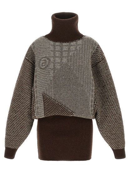 Brown Wool Short Dress