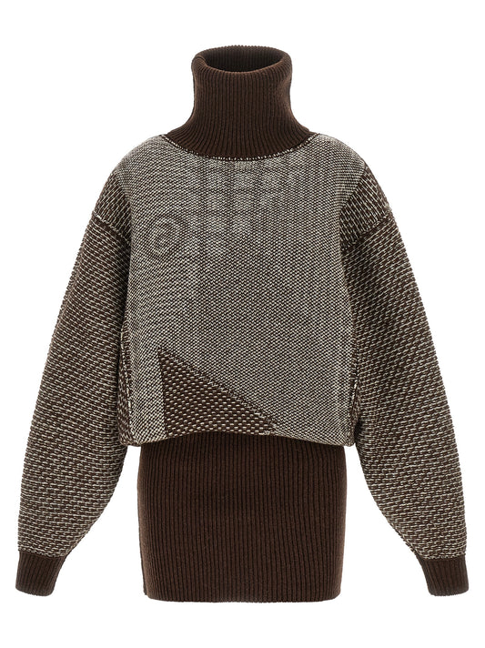 Brown Wool Short Dress