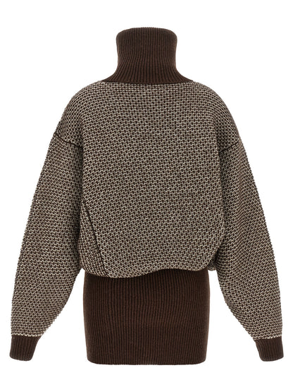 Brown Wool Short Dress