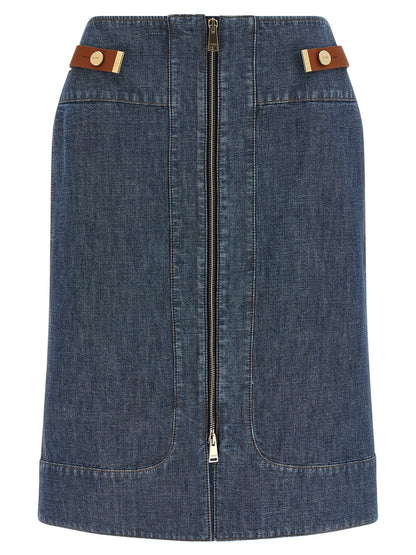 Blue Cotton Midi Skirt