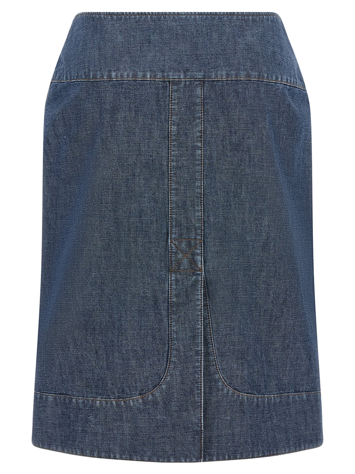 Blue Cotton Midi Skirt