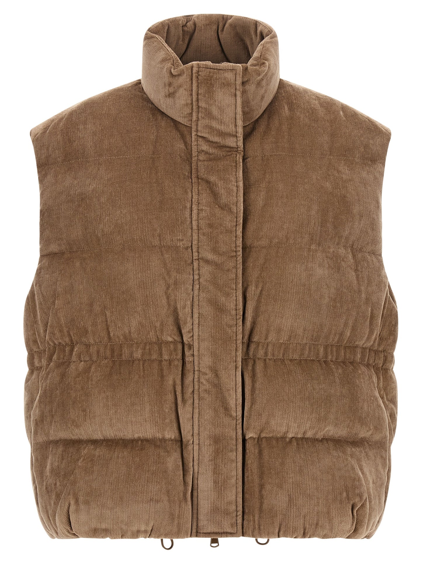 Beige Viscose Sleeveless Jacket