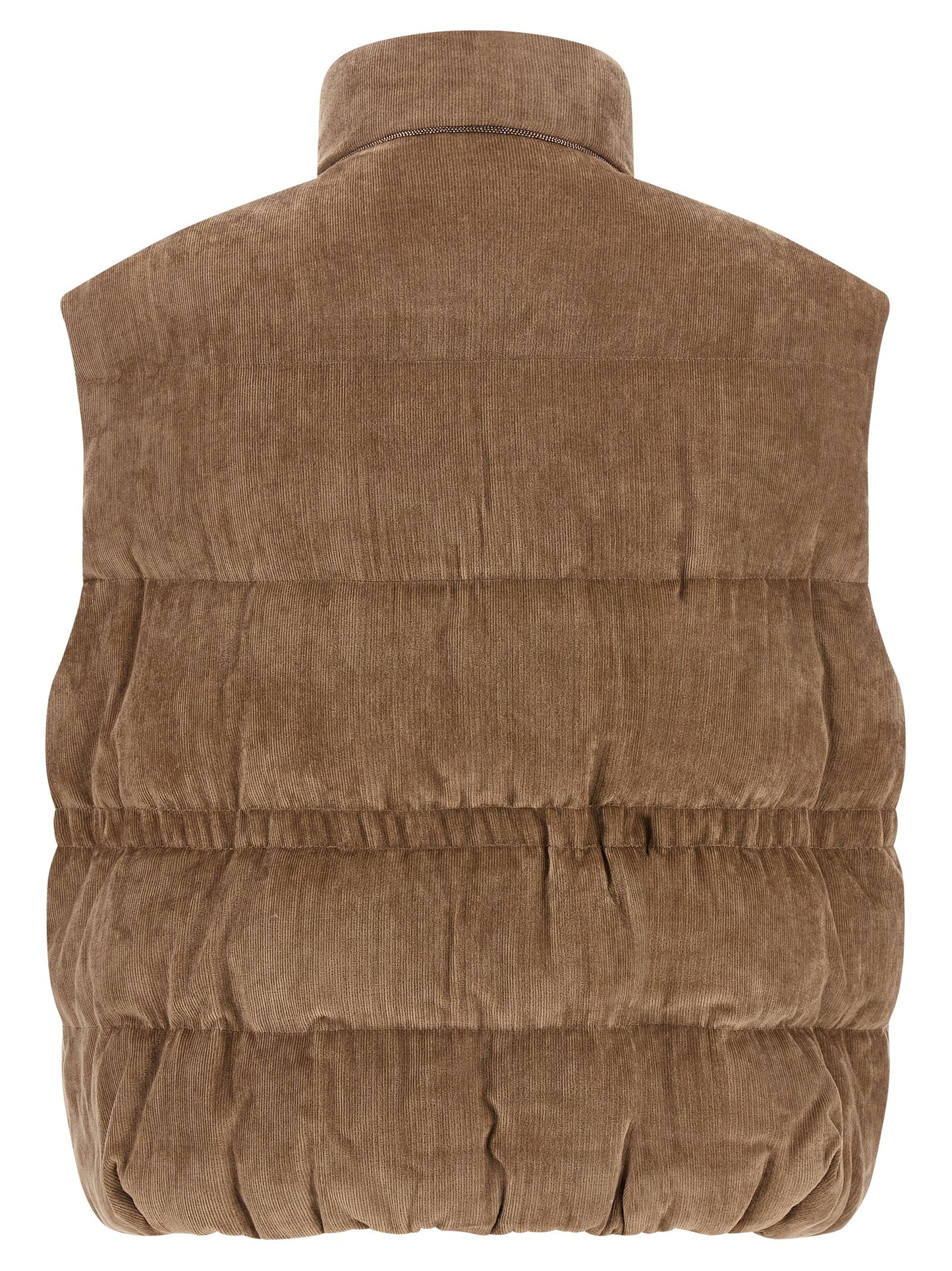 Beige Viscose Sleeveless Jacket
