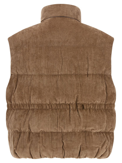 Beige Viscose Sleeveless Jacket