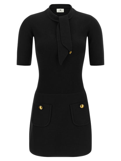 Black Viscose Short Dress