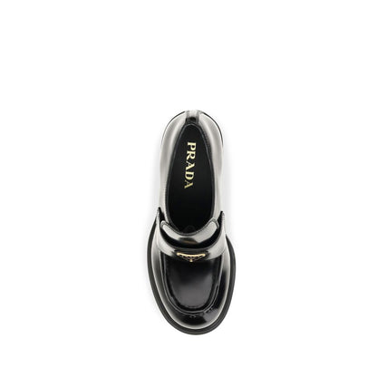 Black Calf Leather Bos Taurus Platform Loafers