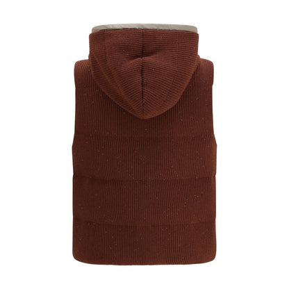 Brown Cotton Sleeveless Jacket