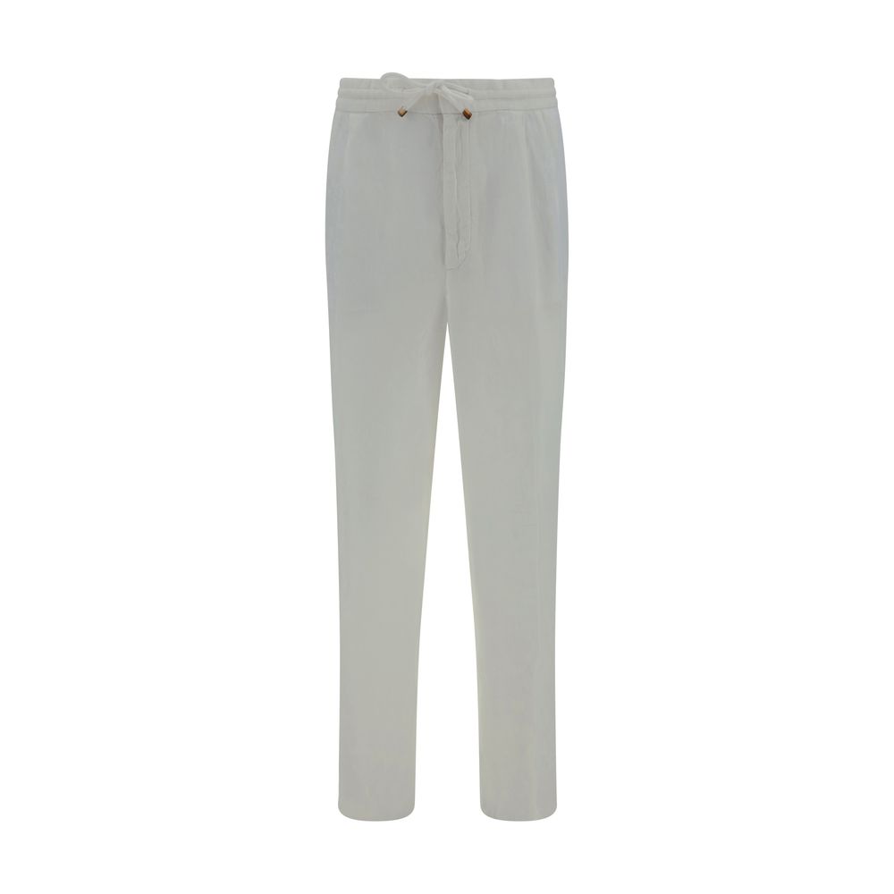 White Linen Casual Pants
