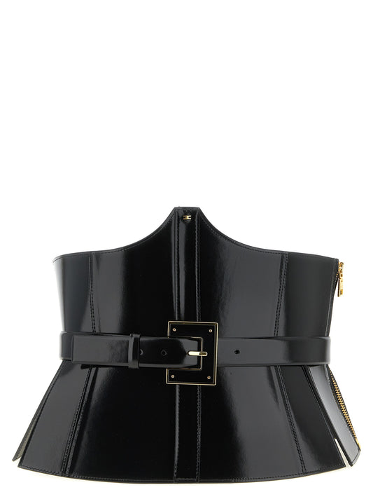 Black Leather High-Waist Belt