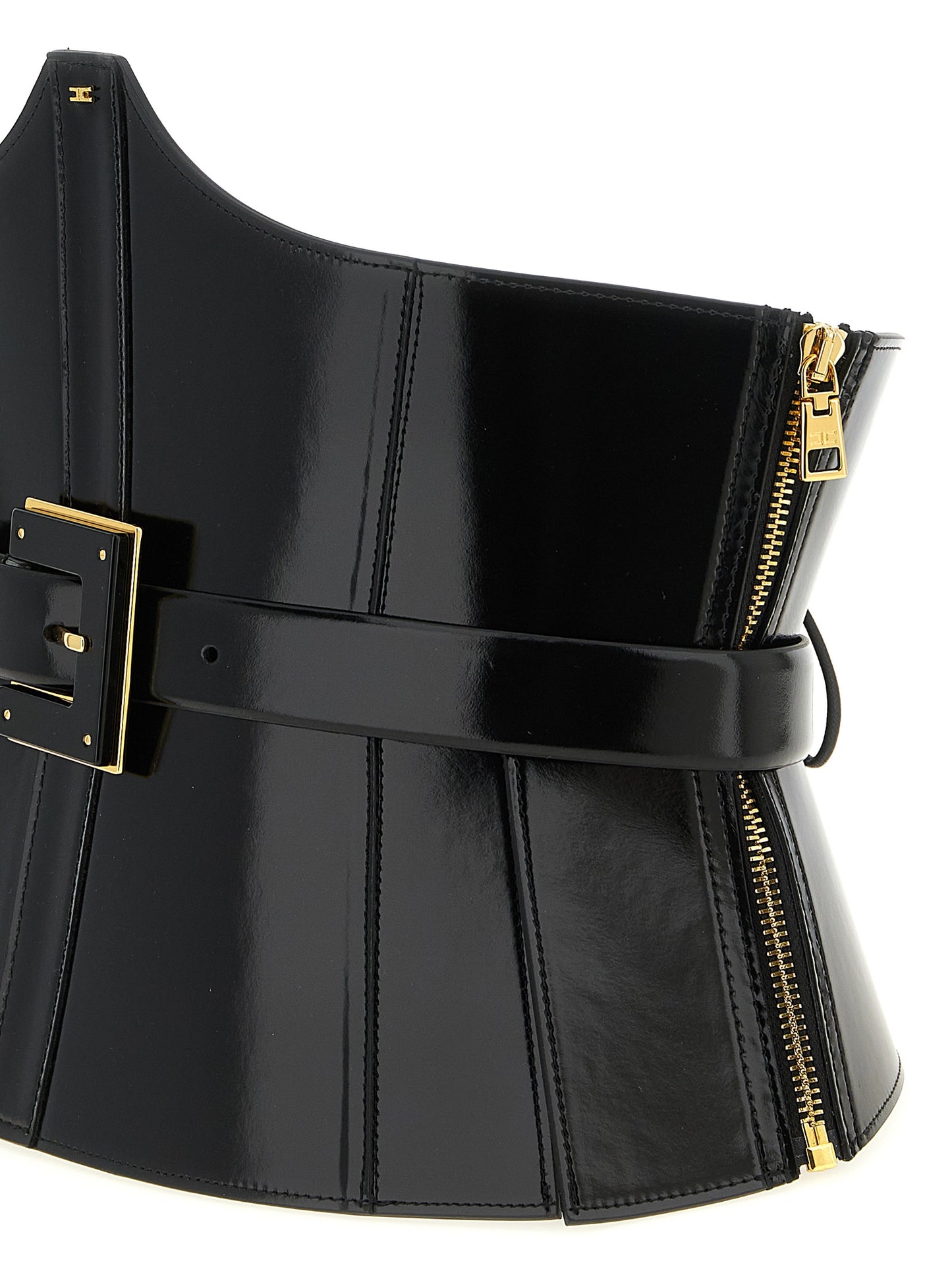Black Leather High-Waist Belt