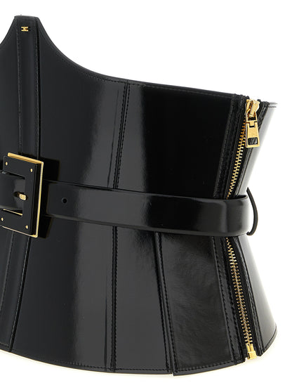 Black Leather High-Waist Belt