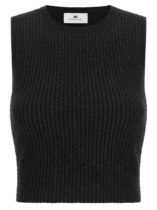 Black Viscose Sleeveles T-Shirt
