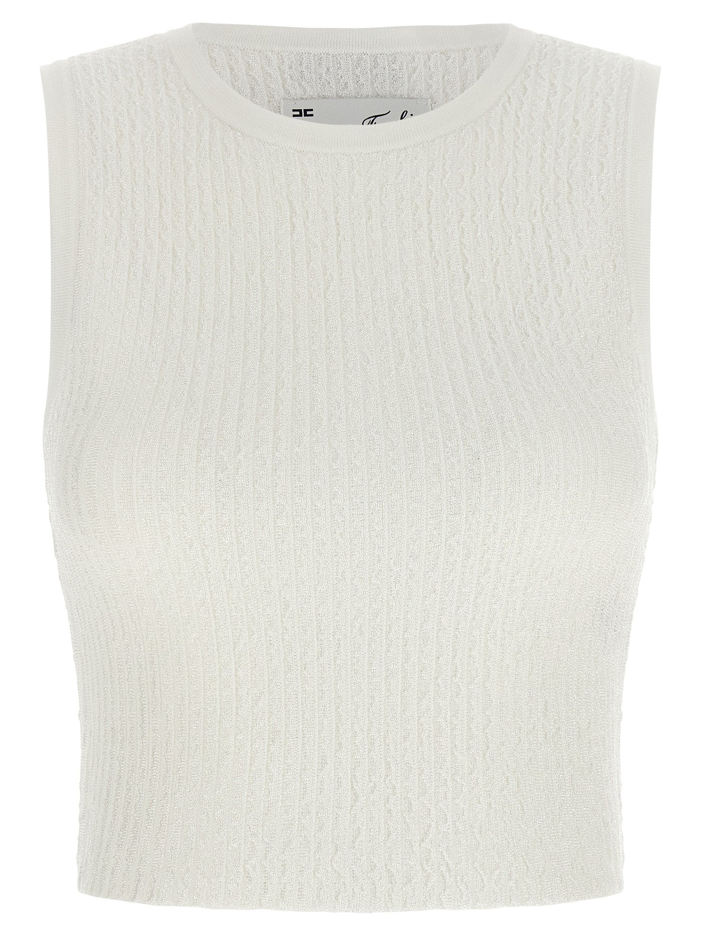 White Viscose Sleeveles T-Shirt