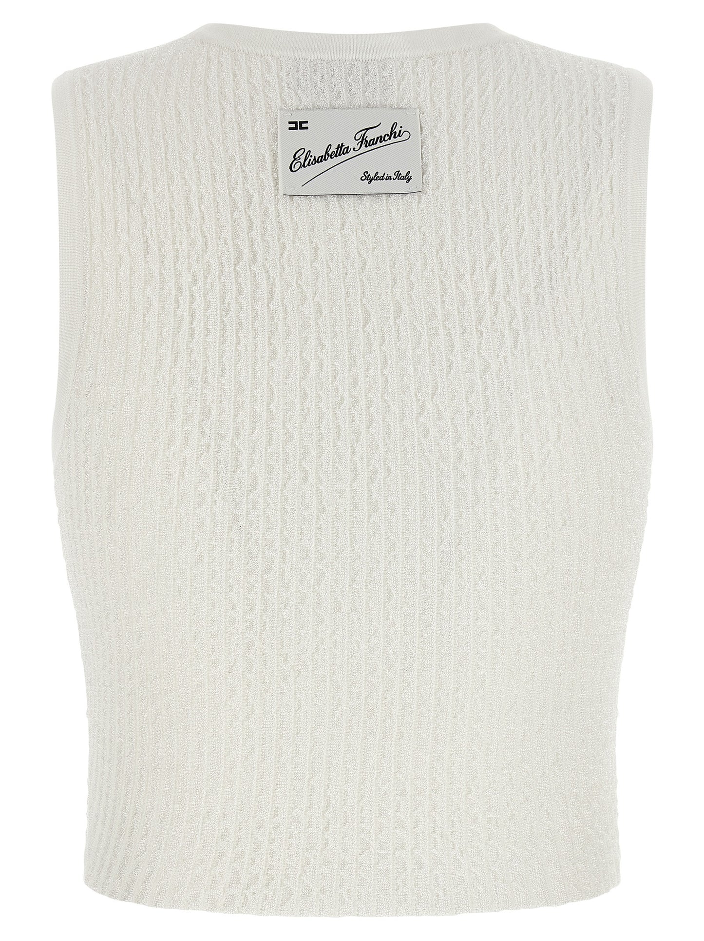 White Viscose Sleeveles T-Shirt