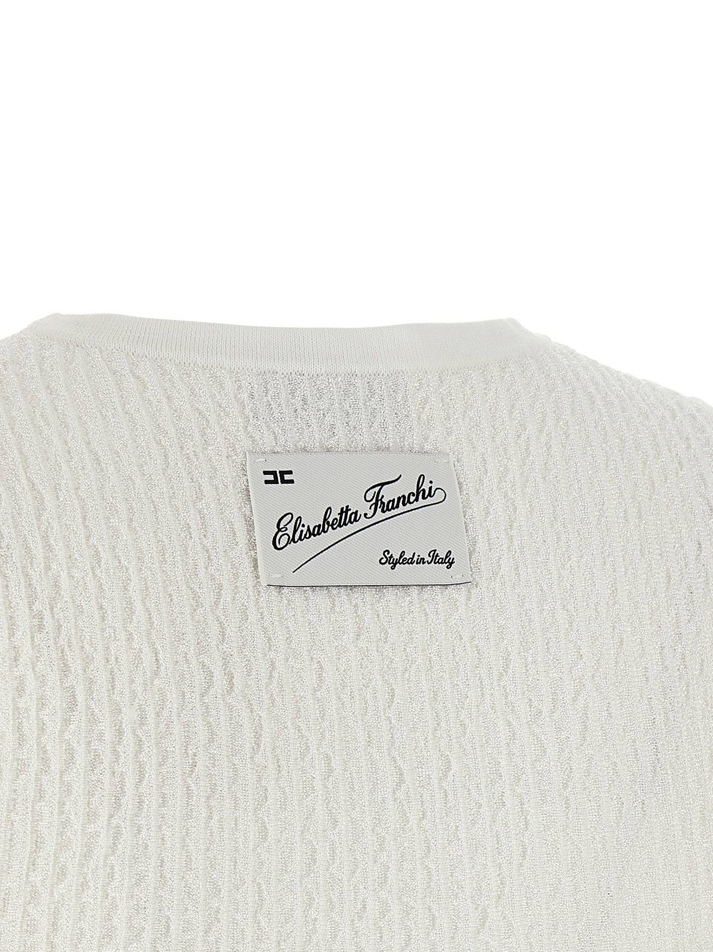 White Viscose Sleeveles T-Shirt