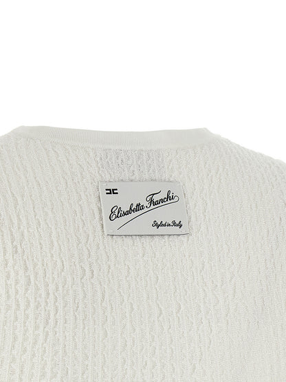 White Viscose Sleeveles T-Shirt