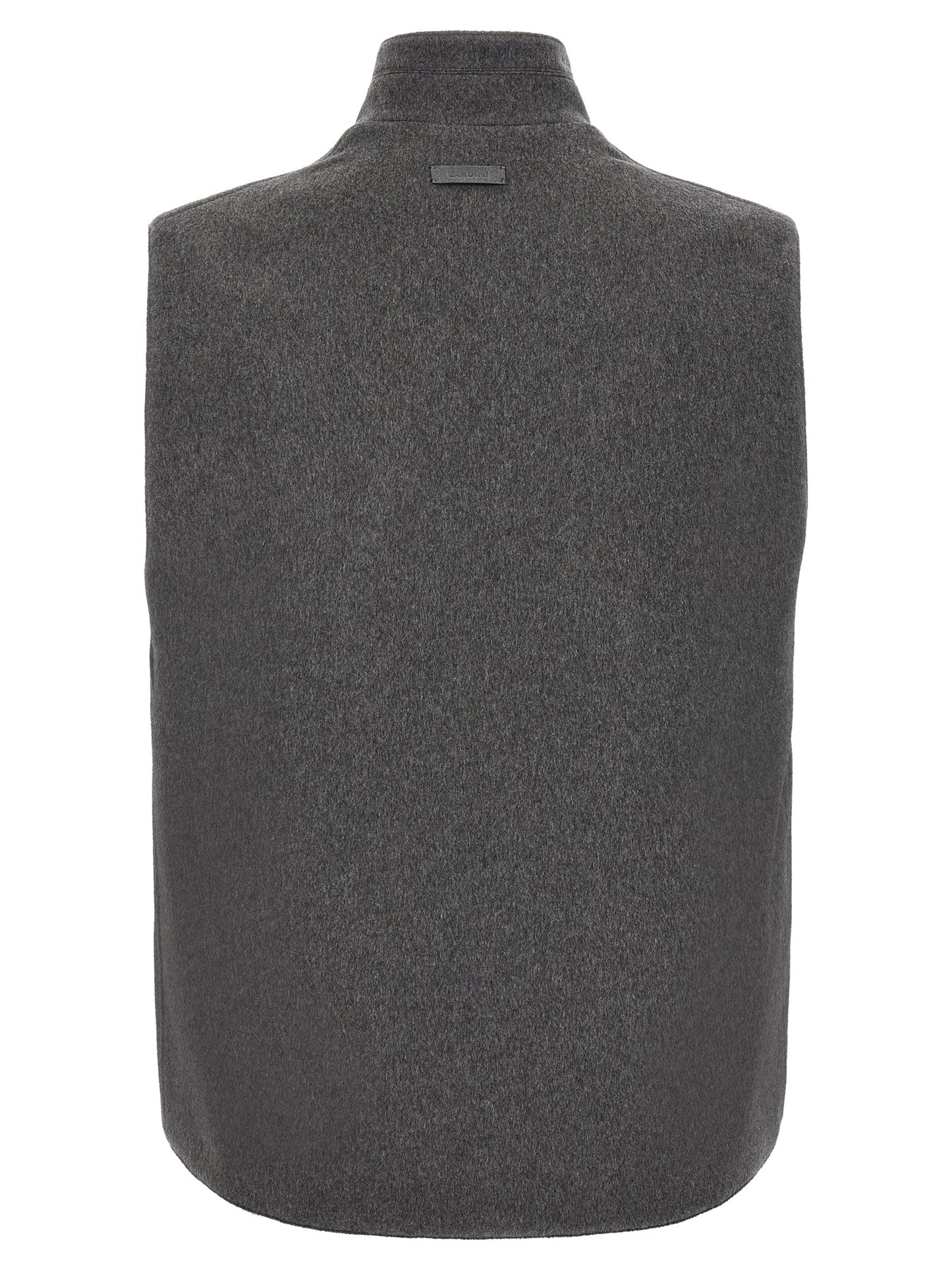 Gray Virgin Wool Sleeveless Jacket
