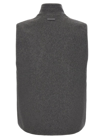 Gray Virgin Wool Sleeveless Jacket