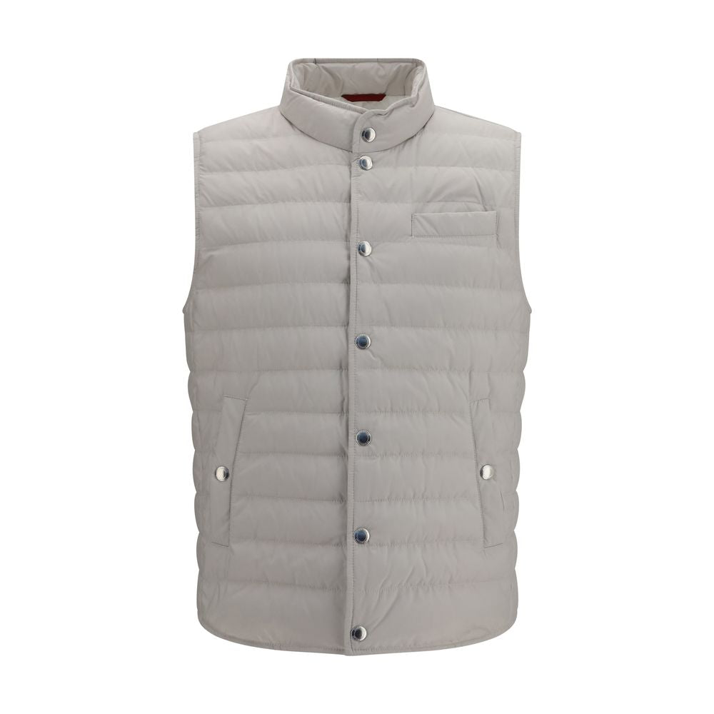 White Polyester Sleeveless Jacket