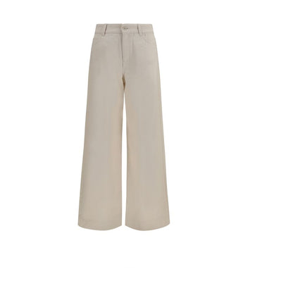 Beige Cotton Casual Pants