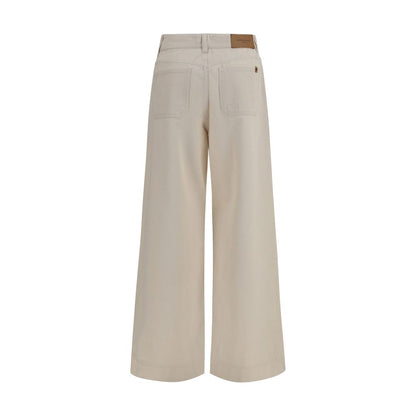 Beige Cotton Casual Pants