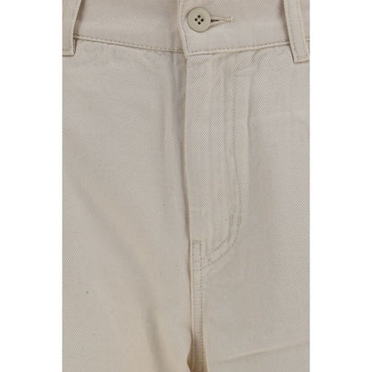 Beige Cotton Casual Pants