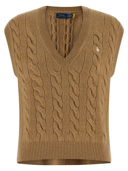 Beige Wool Sleeveless Jacket