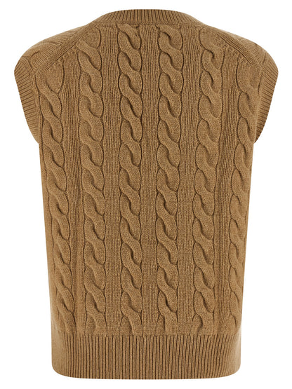 Beige Wool Sleeveless Jacket