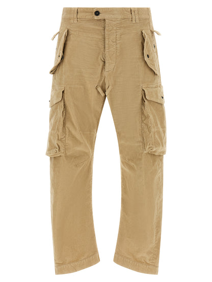 Beige Cotton Cargo Pants