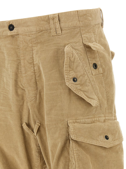 Beige Cotton Cargo Pants