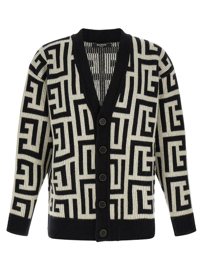 Bicolor Merino Wool Cardigan