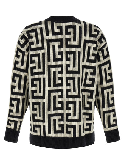 Bicolor Merino Wool Cardigan