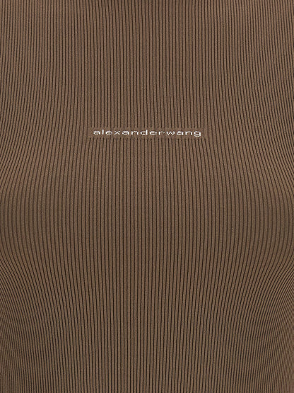 Brown Polyamide T-Shirt