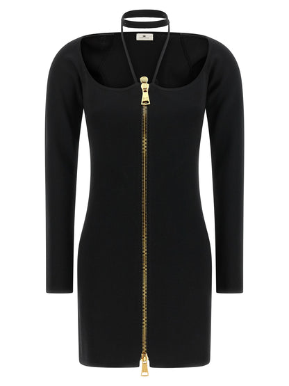 Black Viscose Short Dress
