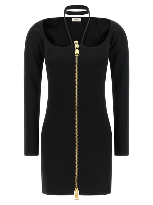 Black Viscose Short Dress